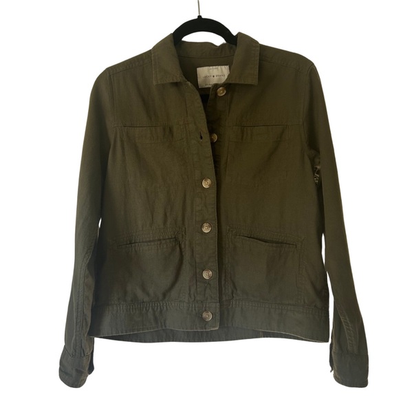 Lucky Brand Jacket Green Women's Military Casual Button Linen Blend Small - Picture 1 of 10